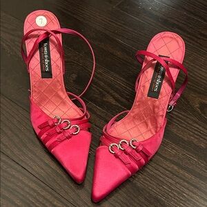 Town shoes Pink Strappy Heels in Hot Pink